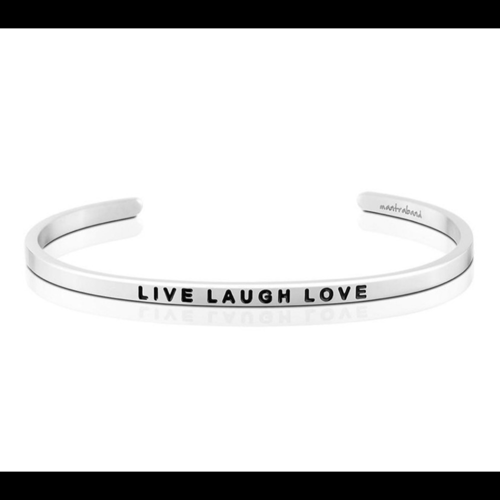 MantraBand “Live Laugh Love” Silver Tone Bracelet